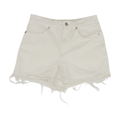 White Solid Denim Shorts