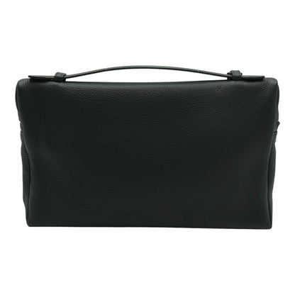 Black Grained Calfskin Leather Pouch