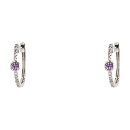 1/4 ctw 10K White Gold Pink Sapphire Hoop Earrings