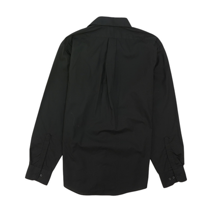 Black Solid Long Sleeve Button Down