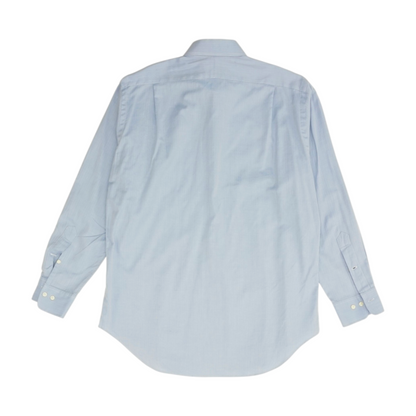Blue Herringbone Long Sleeve Button Down