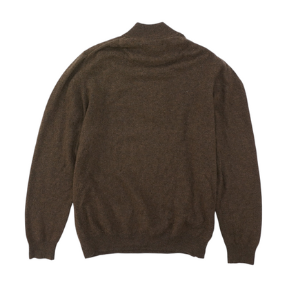 Brown Solid 1/4 Zip Sweater
