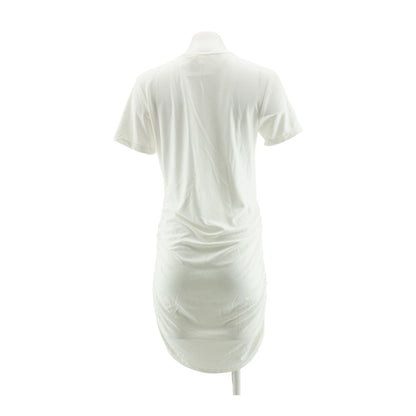 White Solid Midi Dress