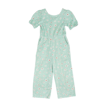 Green Floral Short Sleeve One-Piece