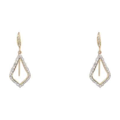 Kendra Scott 14K Yellow Gold Diamond Dangle Earrings – Image 1