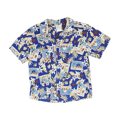 Blue Floral Short Sleeve Button Down