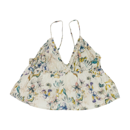 Beige Floral Cropped Blouse
