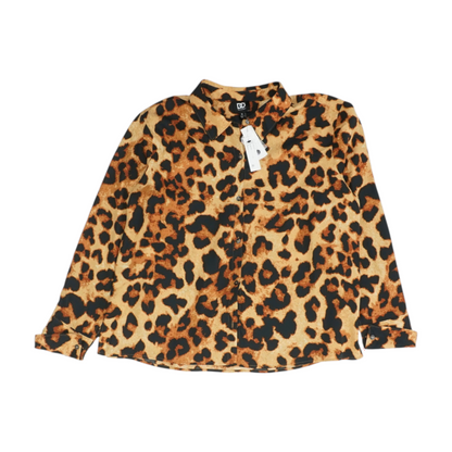 Brown Animal Print Button Down
