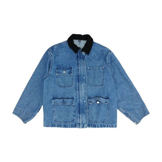 Blue Solid Denim Jacket