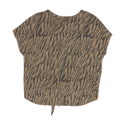 Beige Animal Print Short Sleeve Blouse