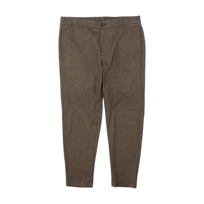 Brown Short Herringbone Regular Pants