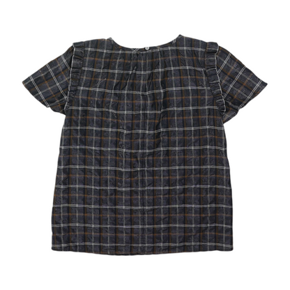 Navy Petite Plaid Blouse