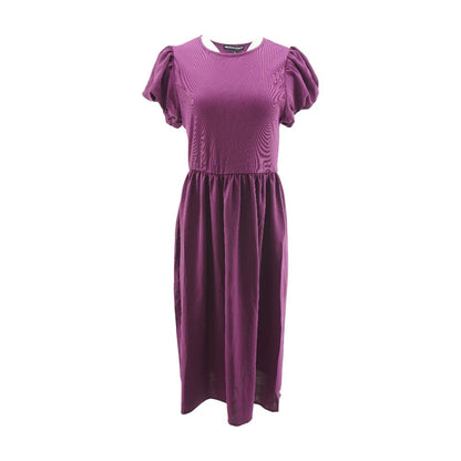 Magenta Solid Midi Dress