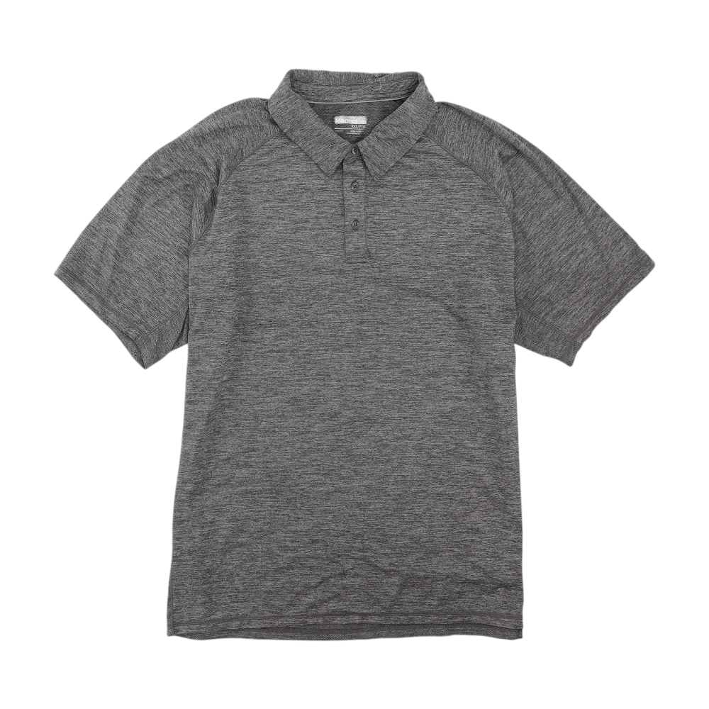Gray Solid Short Sleeve Polo