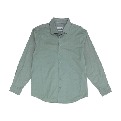 Green Solid Long Sleeve Button Down