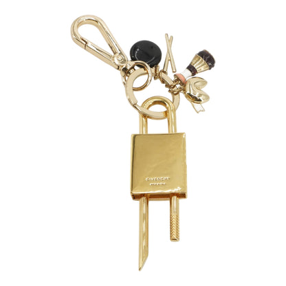 Silver & Gold Padlock Keychain with Charms