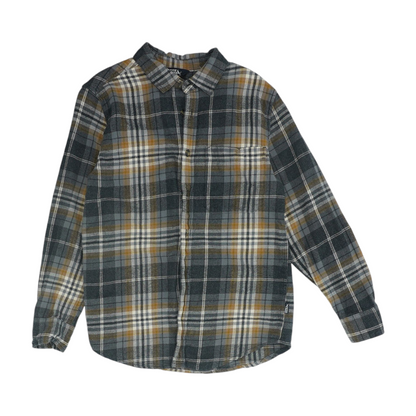 Gray Plaid Flannel Button Down
