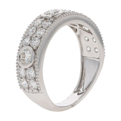 1 5/8 Ct 14K White Gold Bezel Set Lab Grown Diamond Pave Band