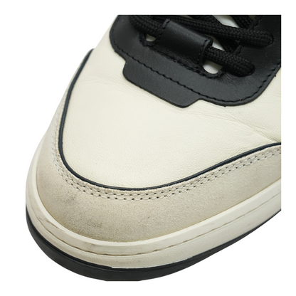 White & Black Lambskin & Suede Calfskin Interlocking CC Sneakers