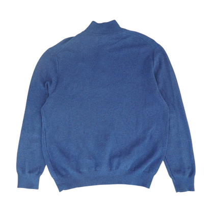 Blue Solid 1/4 Zip Sweater