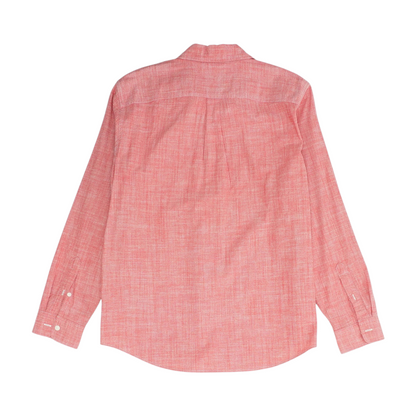Red Solid Long Sleeve Button Down