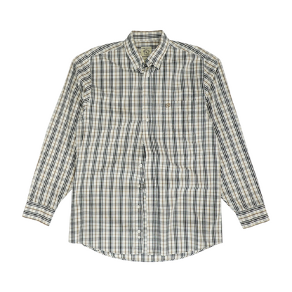 Beige Tall Plaid Long Sleeve Button Down