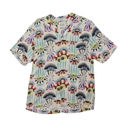 Multi Abstract Short Sleeve Button Down