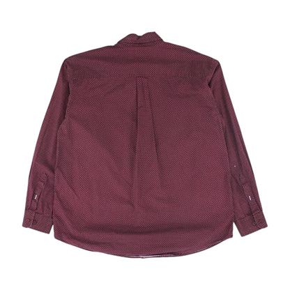 Burgundy Geometric Long Sleeve Button Down
