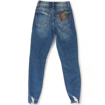 Blue Solid High Rise Skinny Leg Jeans