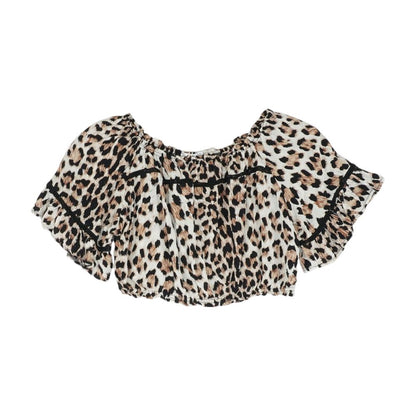 Multi Animal Print Short Sleeve Blouse