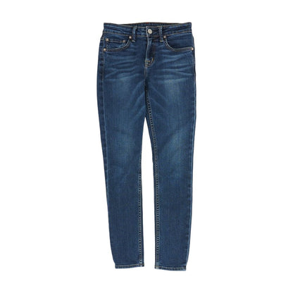 Blue Solid Mid Rise Skinny Leg Jeans