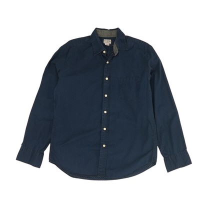 Navy Polka Dot Long Sleeve Button Down