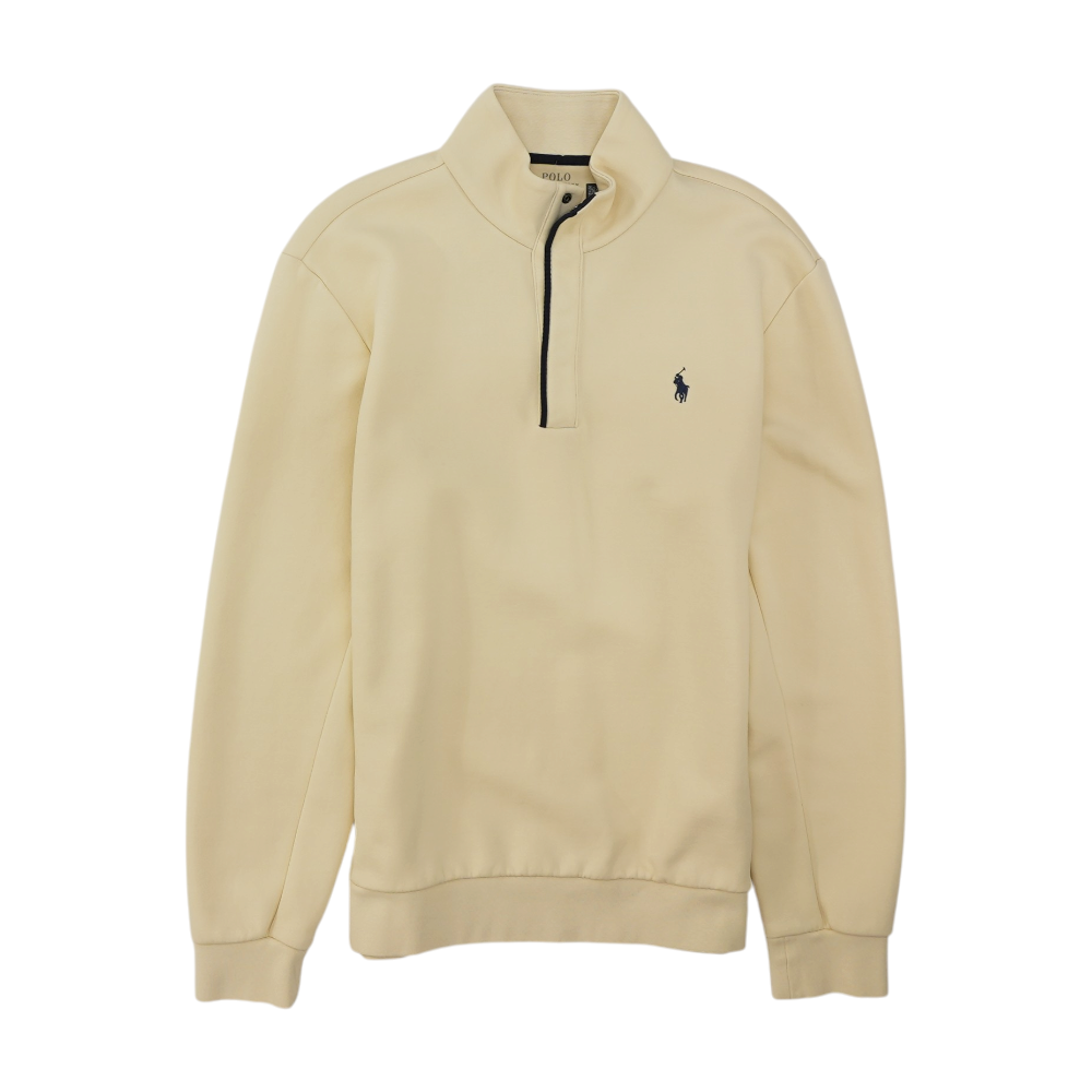Cream Solid 1/4 Zip Pullover