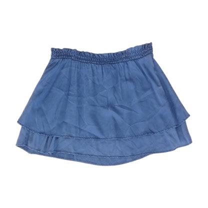 Blue Solid Midi Skirt
