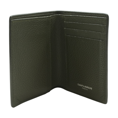 Dark Khaki Tiny Cassandre Credit Card Wallet in Matte Leather