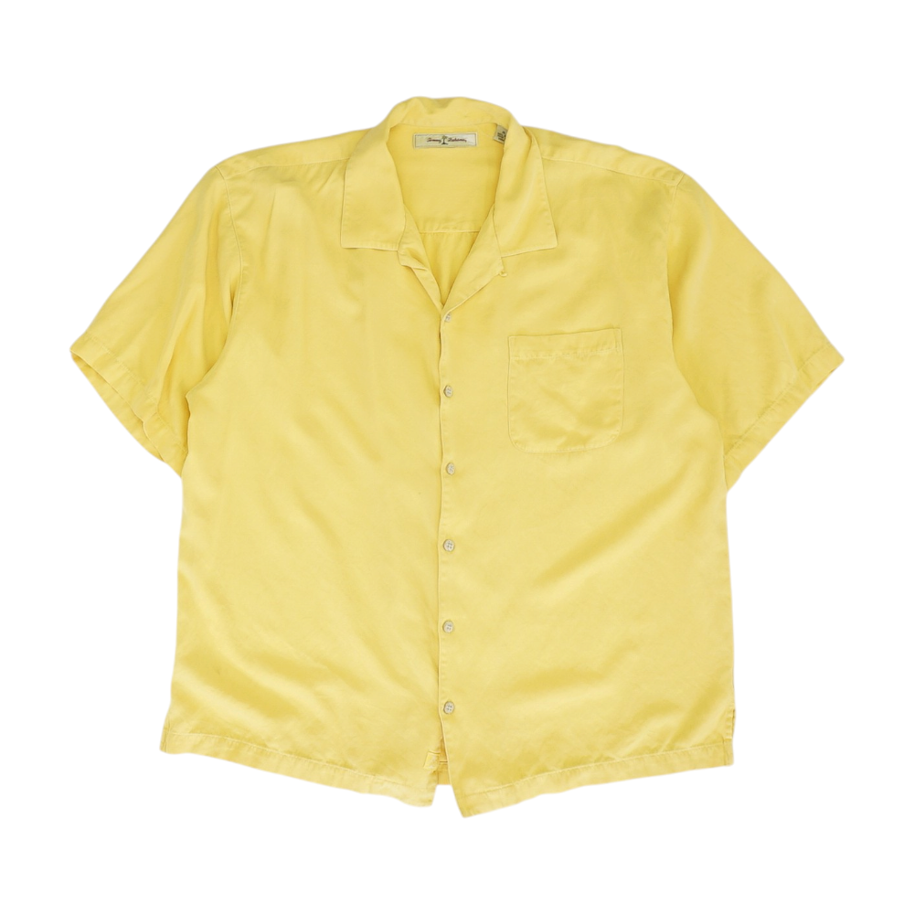 Yellow Solid Short Sleeve Button Down