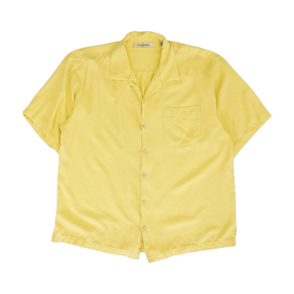 Yellow Solid Short Sleeve Button Down