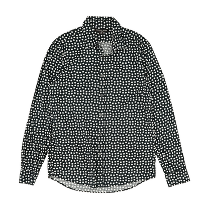Navy Graphic Long Sleeve Button Down