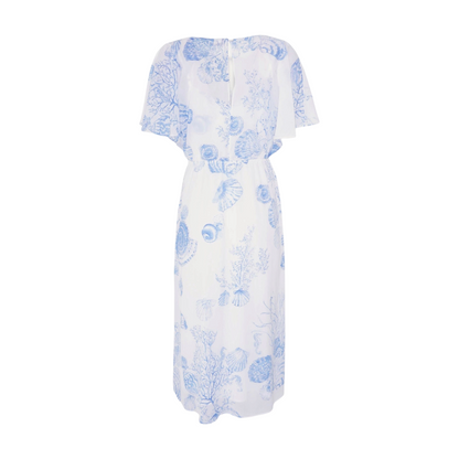 White Petite Print Midi Dress