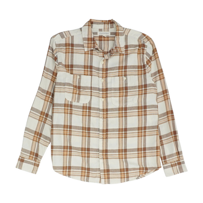 Ivory Plaid Flannel Button Down
