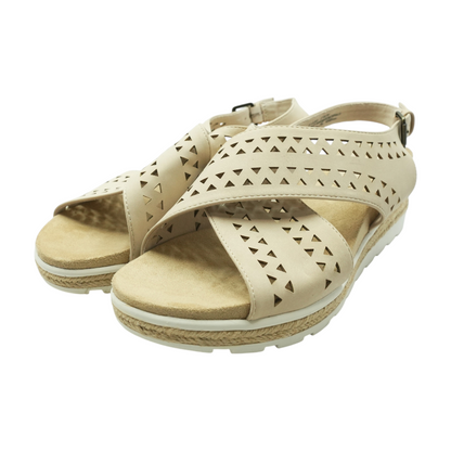 Beige Wedged Sandals