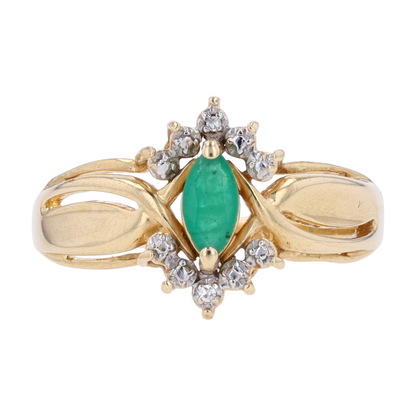 14K Yellow Gold Emerald Fashion Ring