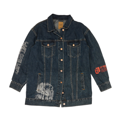 Blue Solid Denim Jacket