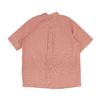 Red Tall Plaid Short Sleeve Button Down