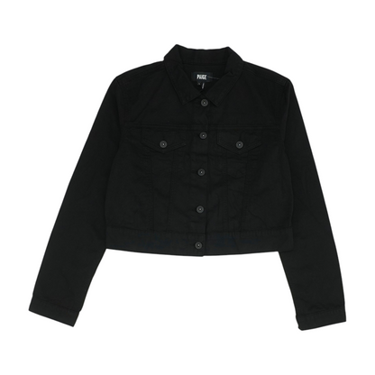 Black Solid Denim Jacket