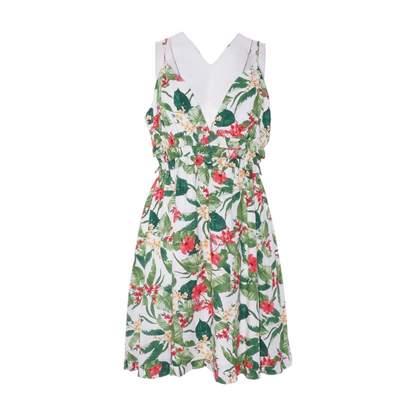 White Tropical Midi Dress