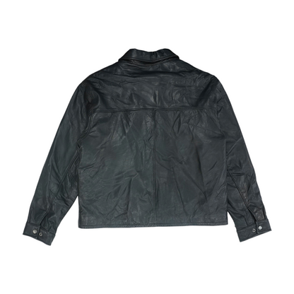 Black Solid Leather Jacket