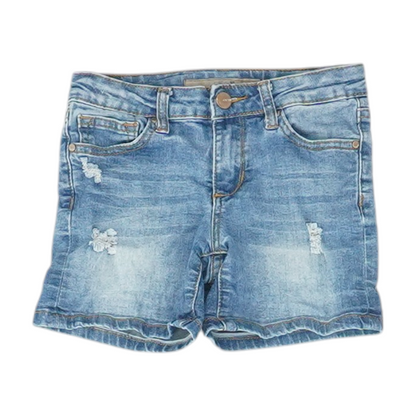 Blue Solid Denim Shorts