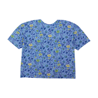 Blue Plus Size Floral Blouse