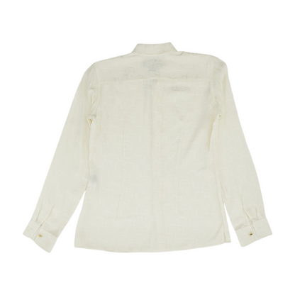 Vintage Beige Silk Long Sleeve Button Down